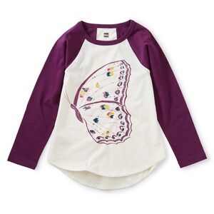 Tea Collection Purple and White Butterfly Long Sleeve Tee